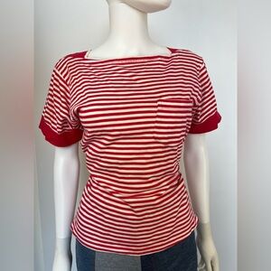 Vintage Red‎ & White Striped Knit Tee – 70s/80s Handmade Feel